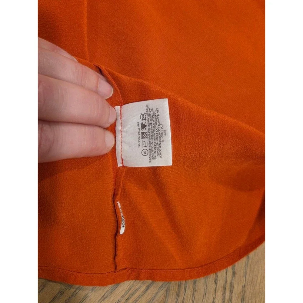 Tory Burch Vikki Shell 100% Silk Pleated Tank Top in Orange Quiet Luxury